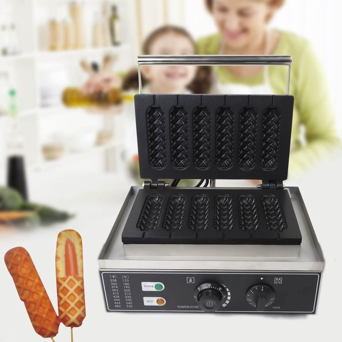 1500 W wafelijzer commerciële dubbele plaat melkstick machine roestvrij staal Crispy Cream Stick machine Hot Dog Stick Machine Gegrilde worst