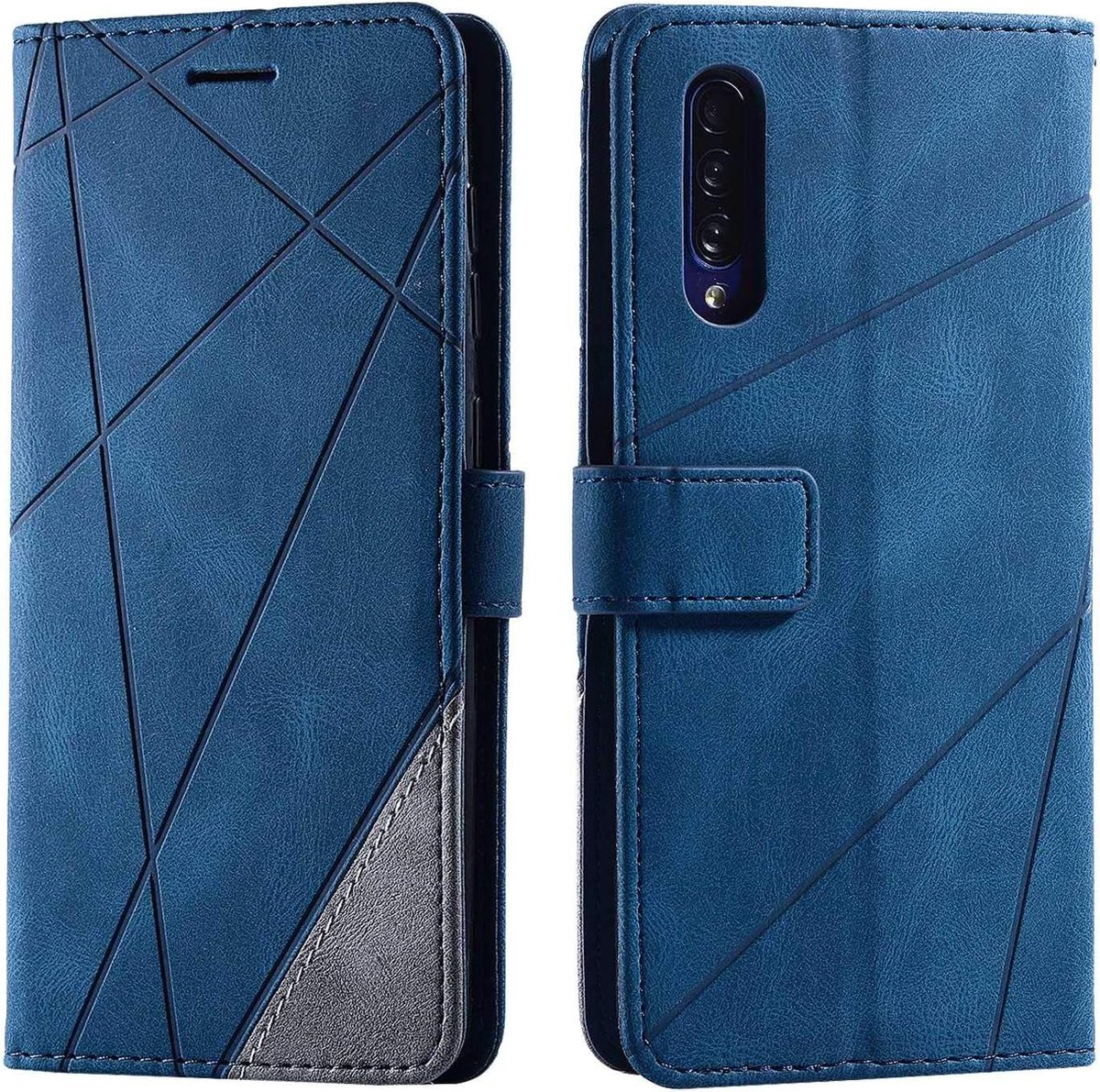 Hoesje voor Galaxy A50, PU Lederen Beschermhoesje Flip Beschermhoes Telefoonhoes Telefoonhoesje voor Galaxy A50, Blauw
