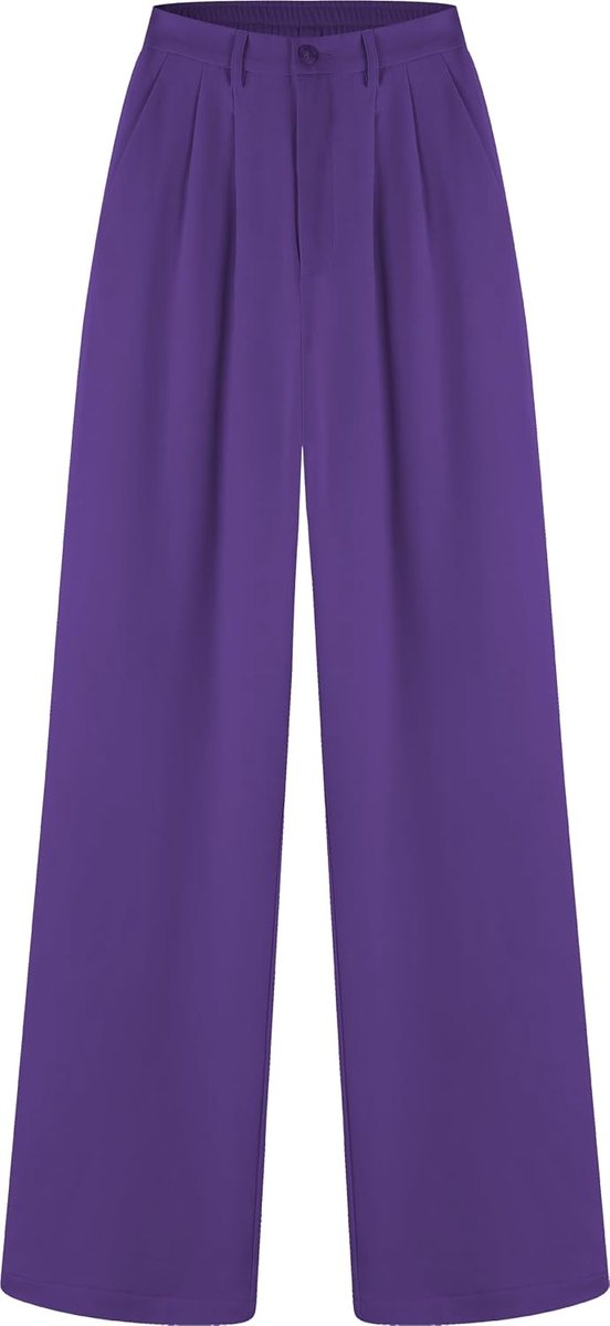 Vrouwen Hoge Taille Casual Rechte Pijpen Jurk Broek Kantoor Werk Broek Pak Broek Terug Elastische Tailleband