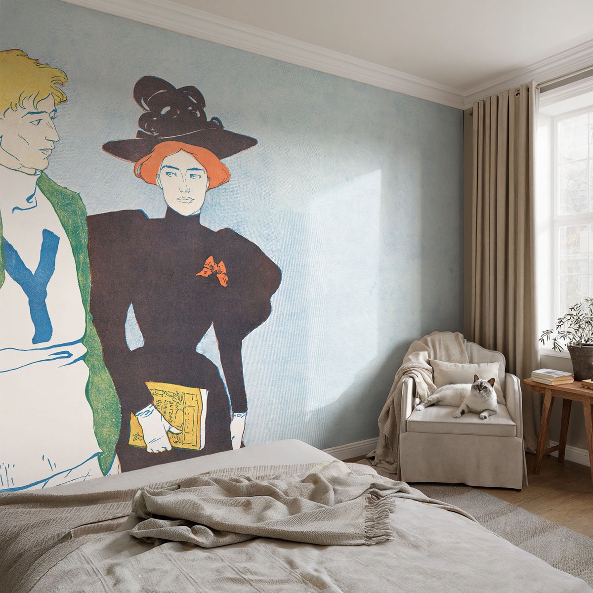 Coloray Vliesbehang - Grijs Snellijm Behang - 104x70 cm - Retro Stijl Fotobehang Vlies - Hal behang Mensen - Muurschildering - Woonkamer behang