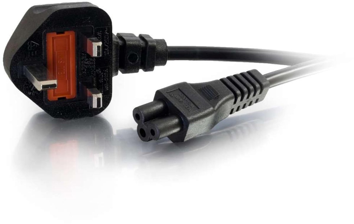 0,5 Meter C5 Laptop vermogen kabel (IEC60320C5 tot BS1363) 3 Foot Cloverleaf vermogen Cord