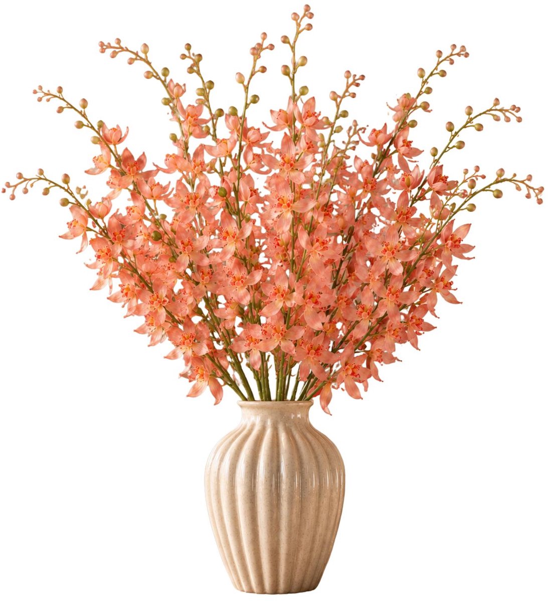 Mica Decorations Kunstbloem Orchidee Floristic - 6x - H95 cm - roze - kunststof - stelen kunstbloemen - boeket - kleine bloemetjes Zalmroze