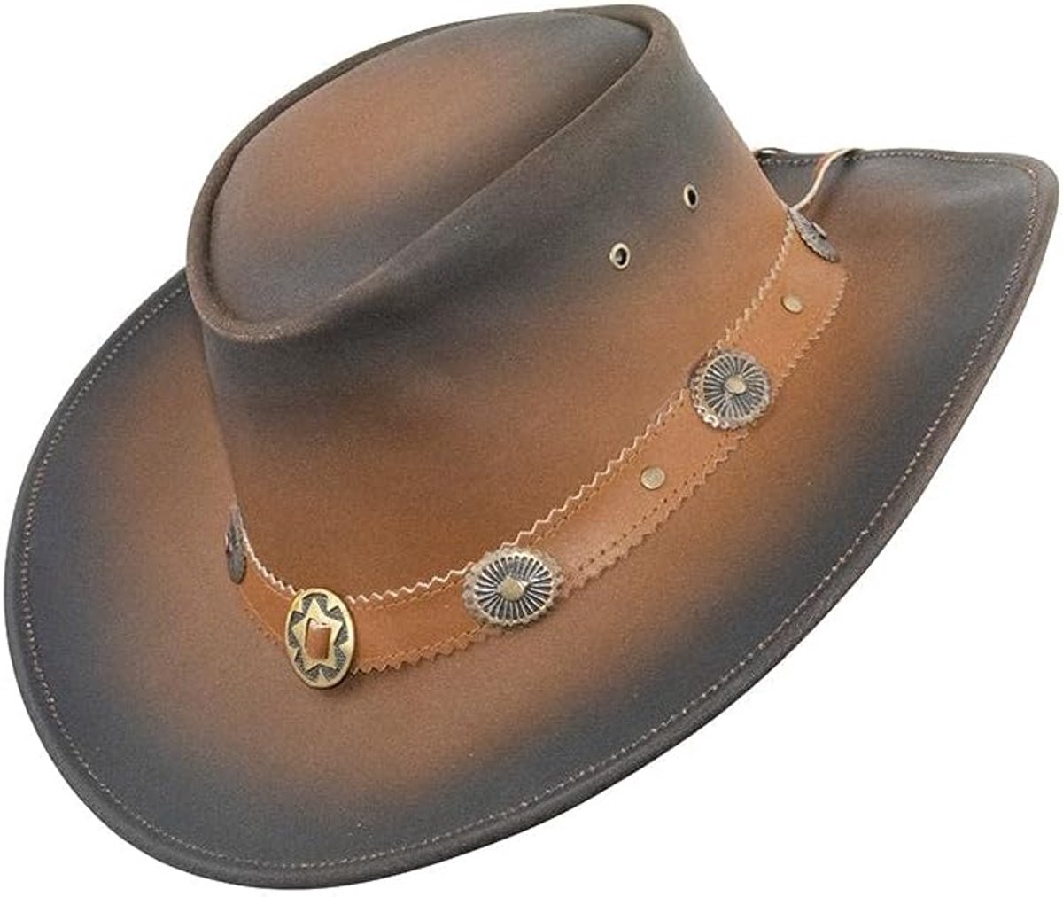 Jungle Lederen hoed Texaner Stonewash Cowboyhoed Westernhoed