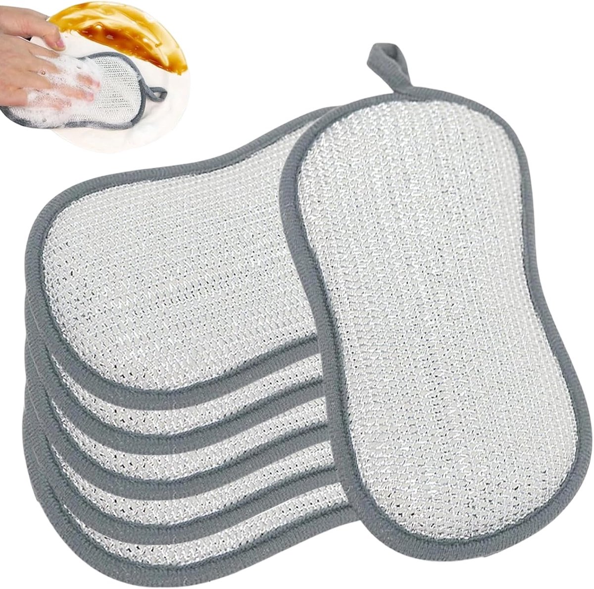 Sponzen, dubbelzijdige keuken/badkamerreinigingsschuursponsjes, niet-kras afwasschrobber, duurzame grijze pads voor bestek, kookgerei
