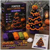 Leuke doe-het-zelf haakset voor een Halloweenboom – Pompoenversie – Inclusief hoogwaardig garen- een haaknaald en schattige- eigenzinnige accessoires voor Halloween- en kerstdecoratie.