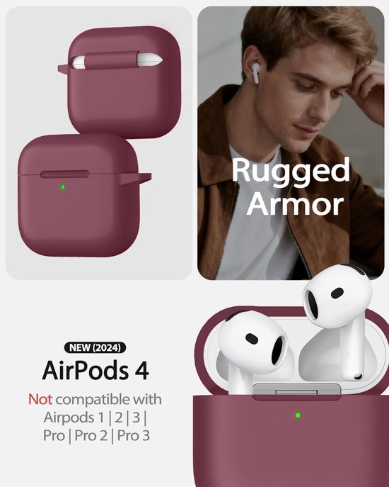 Siliconen voor AirPods 4 Hoes, A1-Grape Purple — afbeelding 2