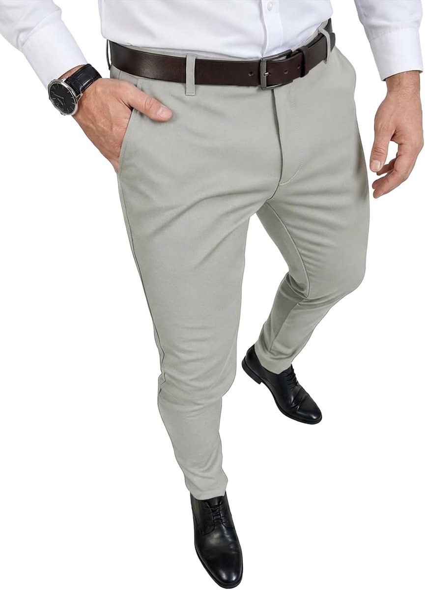 Chinobroek voor heren, slim fit, stretchbroek, prestatiebroek, moderne werkbroek, zakelijke vrijetijdsbroek
