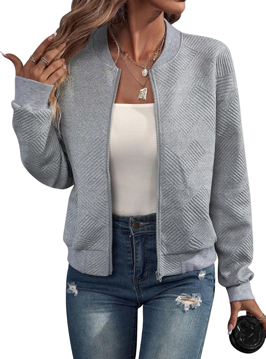 Lange Mouw Jas Casual Bomberjack Baseballjack Rits Lichtgewicht Tussenjas Sweatshirt
