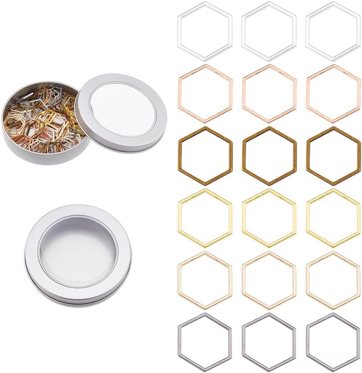 72 Stks 6 Kleuren Metalen Stitch Markers Zeshoek Breien Steekmarkeringen Messing Breien Haak Vergrendeling Markers Breien Steek Ringen voor DIY Craft Project Breien en Haken