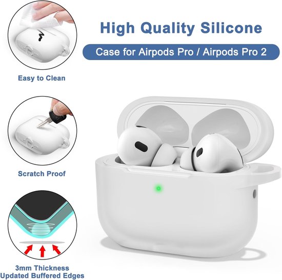 Compatibel met Airpods Pro 2e/1e generatie, compatibel met Airpods Pro 2e generatie USB C, zachte schokbestendige transparante beschermhoes met reinigingspen voor sleutelkoord (helder) — afbeelding 5