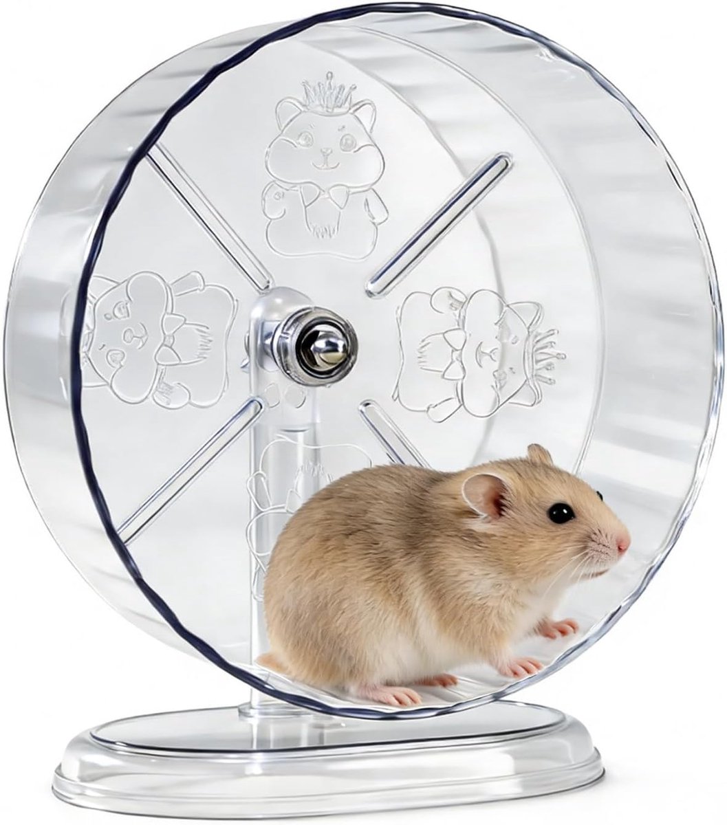 diameter 24 cm, antislip wielen, hamsterwiel, super stille hamsterwielen, rustig rattenwiel, in hoogte verstelbaar, transparant loopwiel voor dwerghamsters, gerbils, muizen, kleine dieren