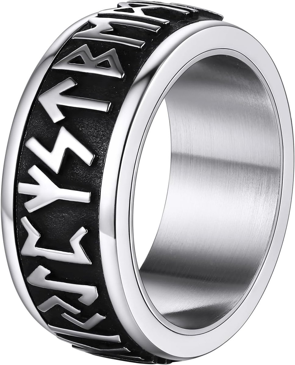 Rvs Rune/Keltische knoop/Maan Sterren Fidget Ringen voor Mannen Vrouwen Maat O tot Z Draaibare Spinner Ringen voor Angst, met Geschenkdoos
