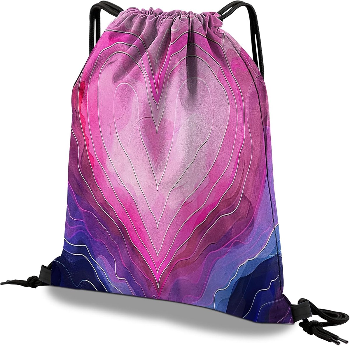 Trekkoord Rugzak Trekkoord String Tas Waterdicht voor Sport Gym Strand Reizen Leuke Esthetische Sackpack Mannen Vrouwen (13 "×17"), S-22-roze, One Size, Patroon