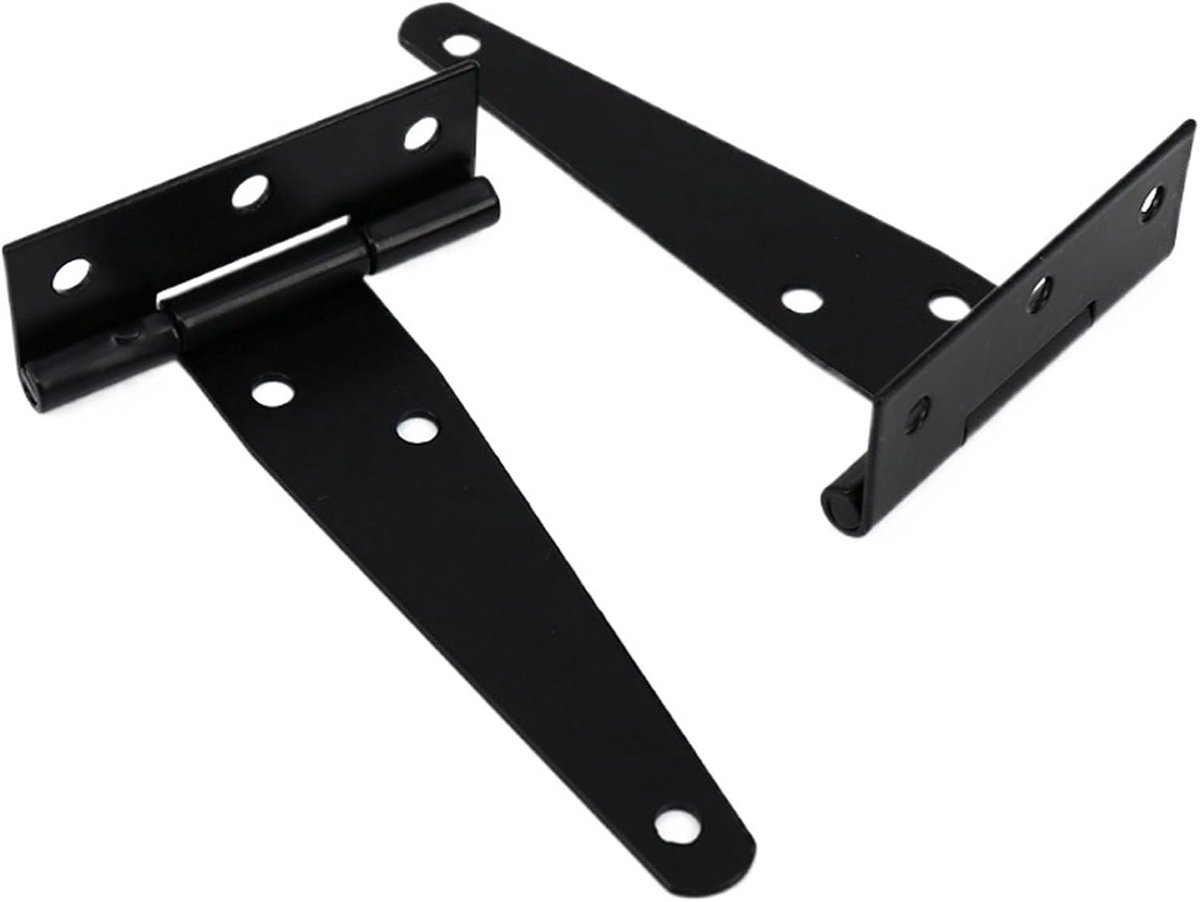 Scharnieren met T-riem, rustiek beslag, schuurpoort, zwarte scharnieren voor meubels, 120 mm, 2 stuks