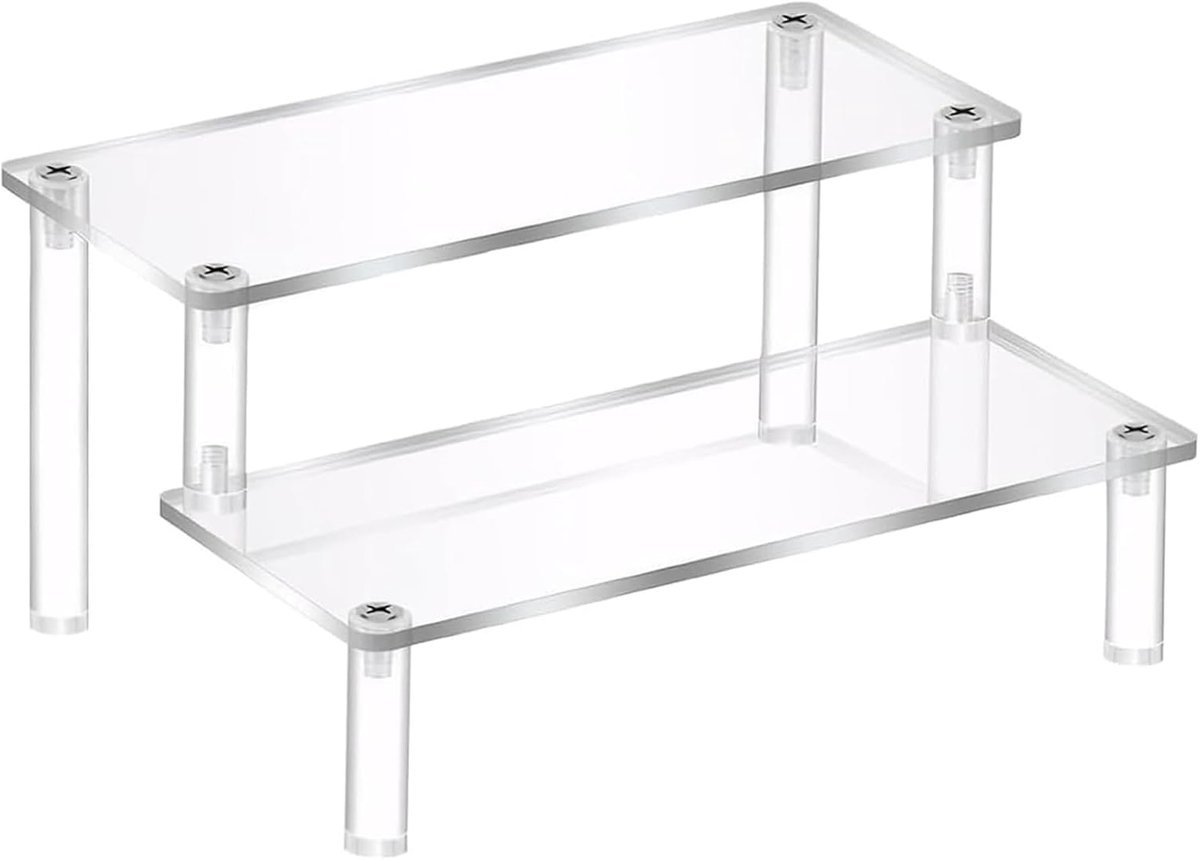Etagere van acryl, transparant, transparant, parfumhouder, transparante standaard voor sieraden, cupcakes, geuren (2 niveaus)