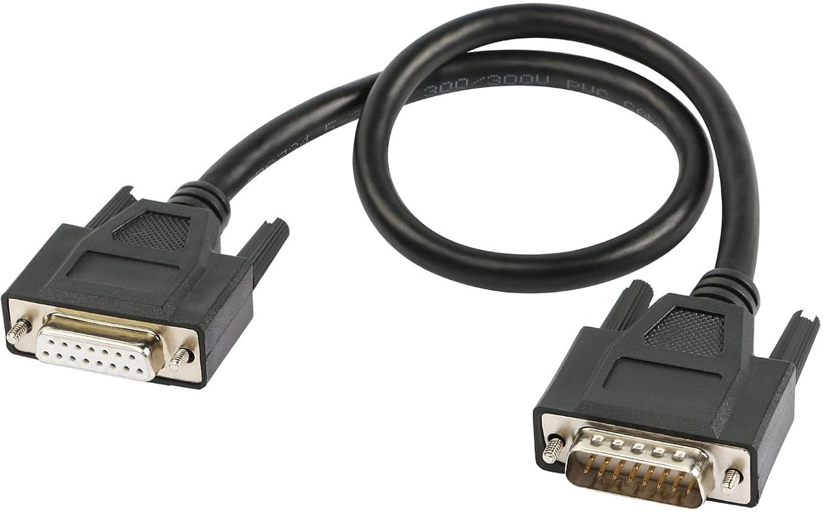 seriële kabel mannelijk naar vrouwelijk 15-polige rechte poort 0,5 m (zwart)