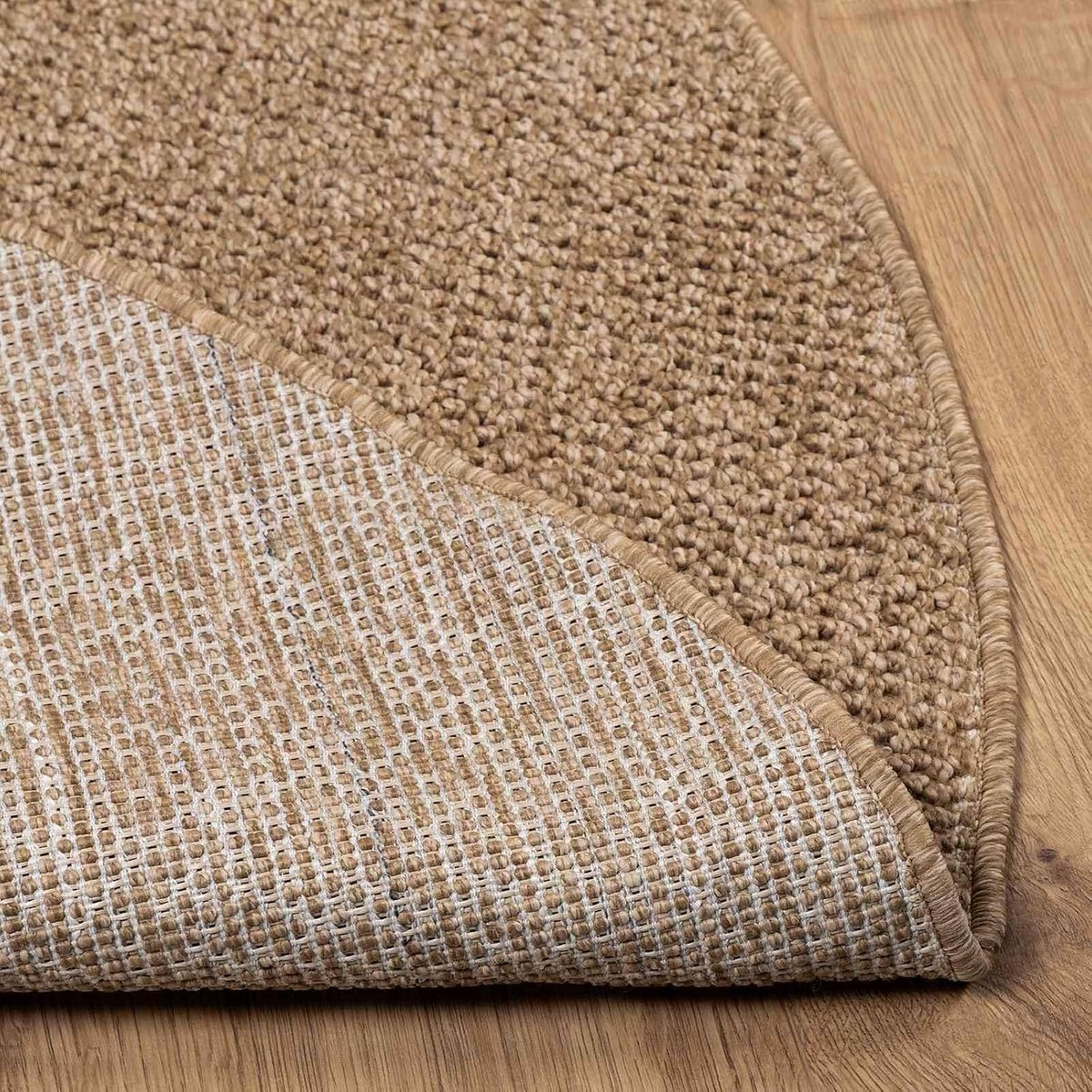 Tapijt, naturel, diameter 160 cm, van polyester, machinewasbaar op 60 °C, antislip achterkant, geluiddempend, geschikt voor woonkamer, hal en terras
