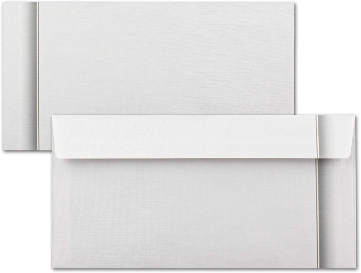 25 x rouwenvelop DIN lang met linnenstructuur en schaduwrand - zelfklevend - 22 x 11 cm - 100 g/m² - rouwhoes - condooienenvelop bedrukbaar voor bedankje, uitnodiging, weergave rouwen
