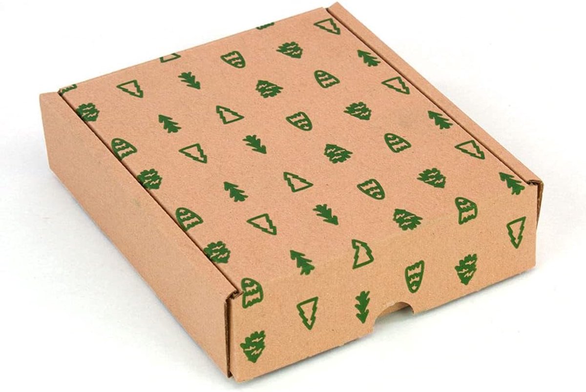 Verzenddozen, zelfopbouwende dozen, verpakking voor Kerstmis, afmetingen geschenkdoos, 15,4 x 13 x 4 cm (l x b x h), 100% gerecycled karton