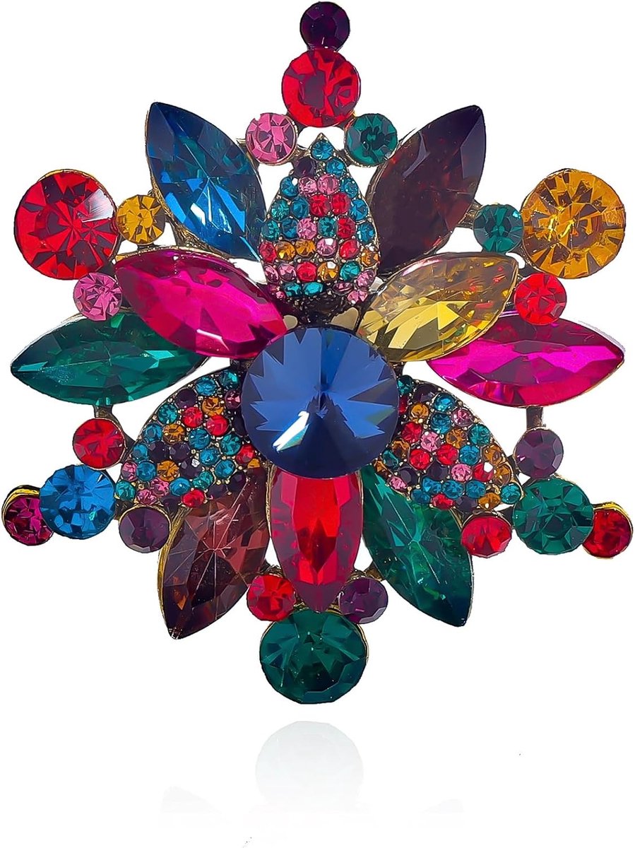Bloemenbroche voor dames en meisjes, kristallen broche in kamelia-vorm, elegante naald, modieuze sieraden en accessoire als cadeau