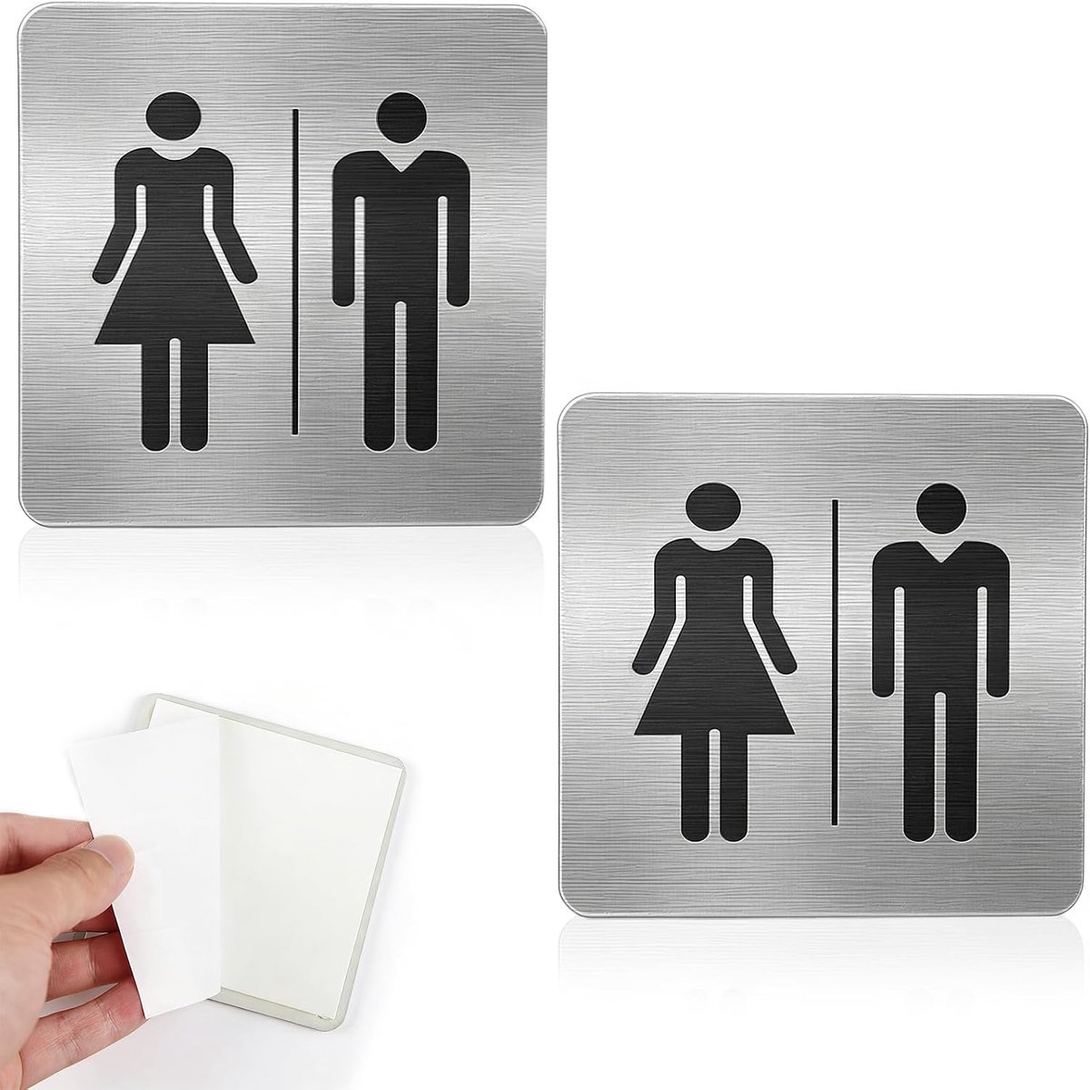 Badbordje voor dames en heren, 2 stuks, 9,5 x 9,5 cm, dikte 3 mm, uniseks badbordje, wc-bord voor dames en heren, aluminium