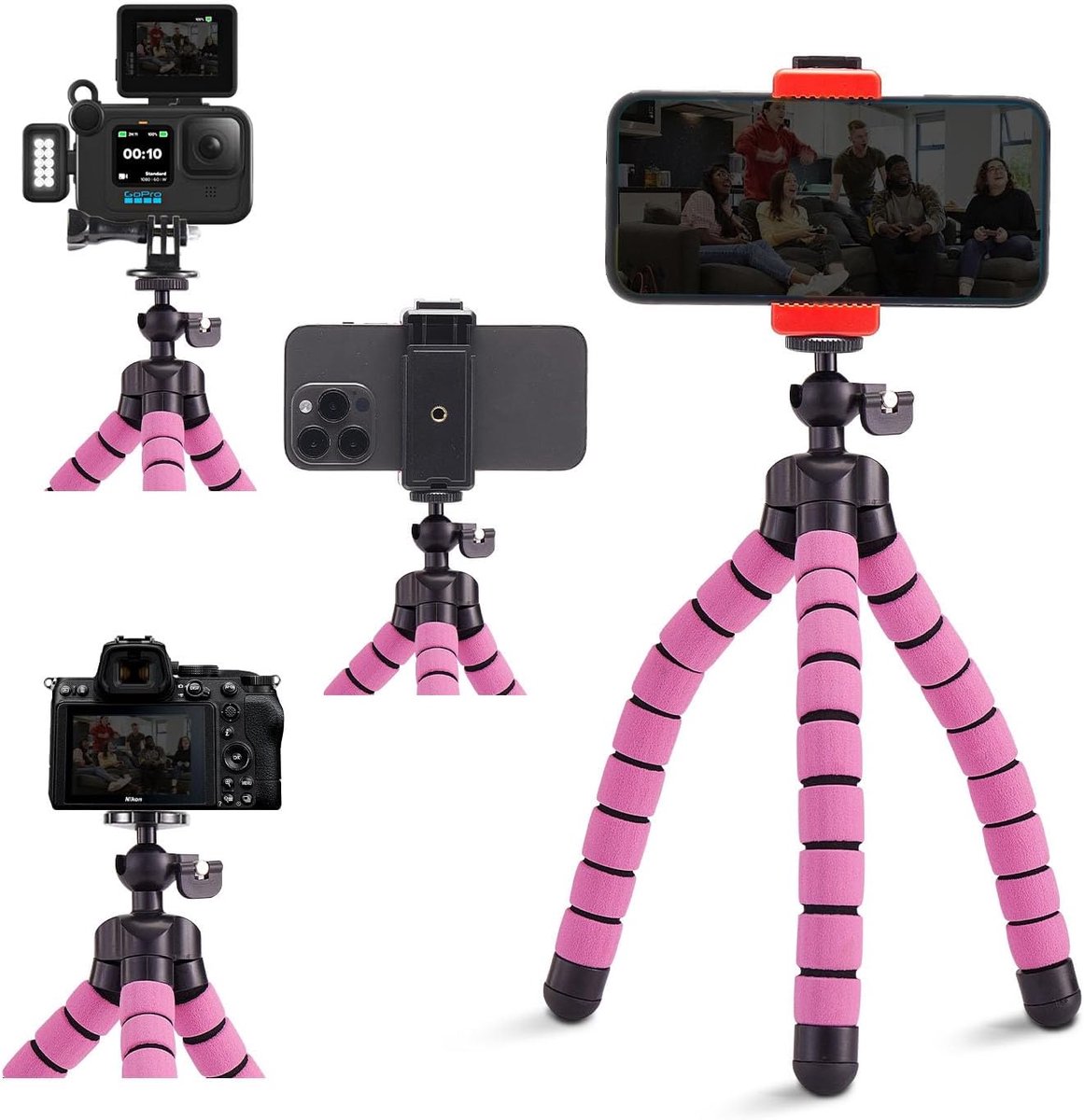 Mobiele telefoon statief reiscamera tafel mini octopus statiefhouder flexibel, compatibel met mobiele telefoons, camera's, Gopro (ATAY-12)