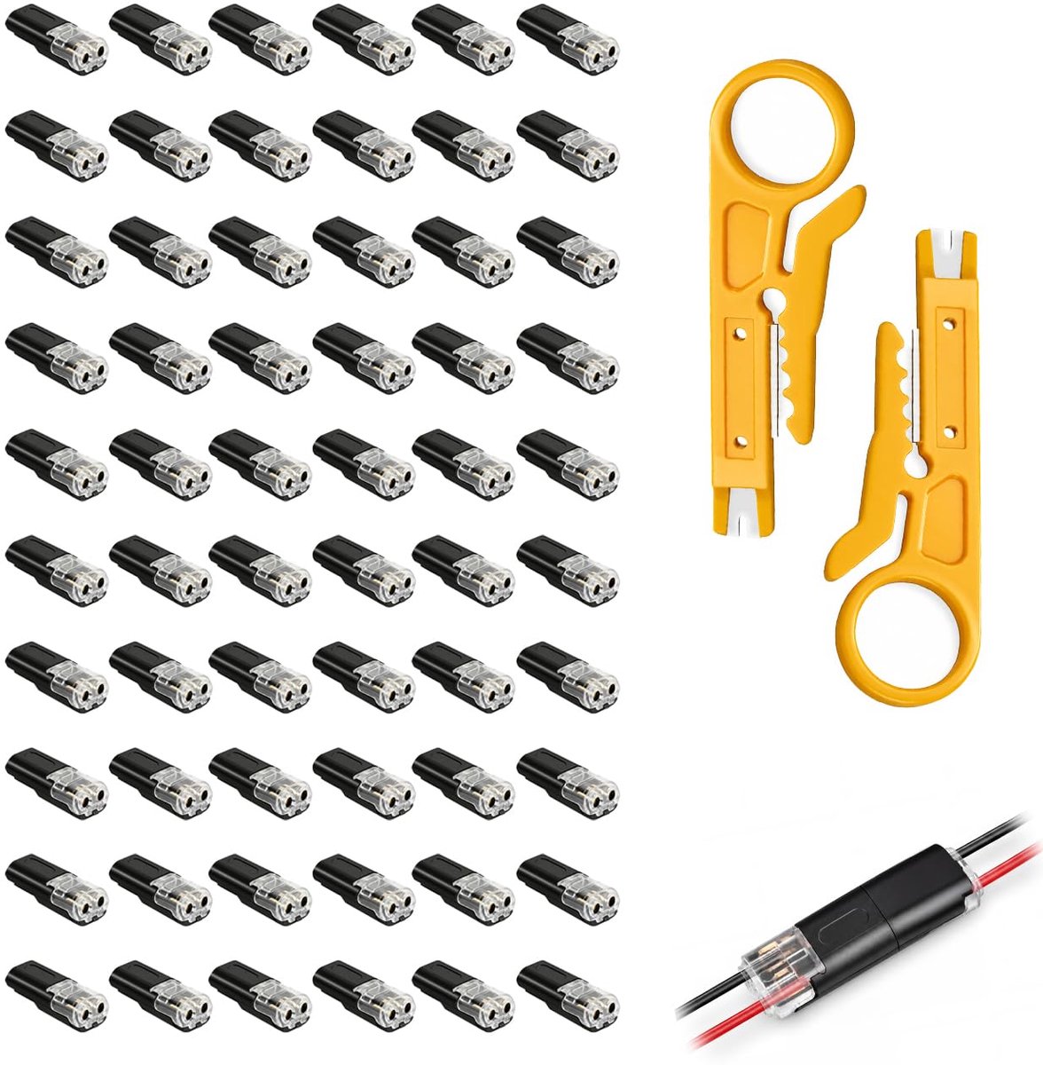 60 stuks waterdichte kabelverbinders, 18-22 AWG, 2-polig, snelstekker voor auto, auto, vrachtwagen, stekkerverbinding voor kabelverbinders, connectoren