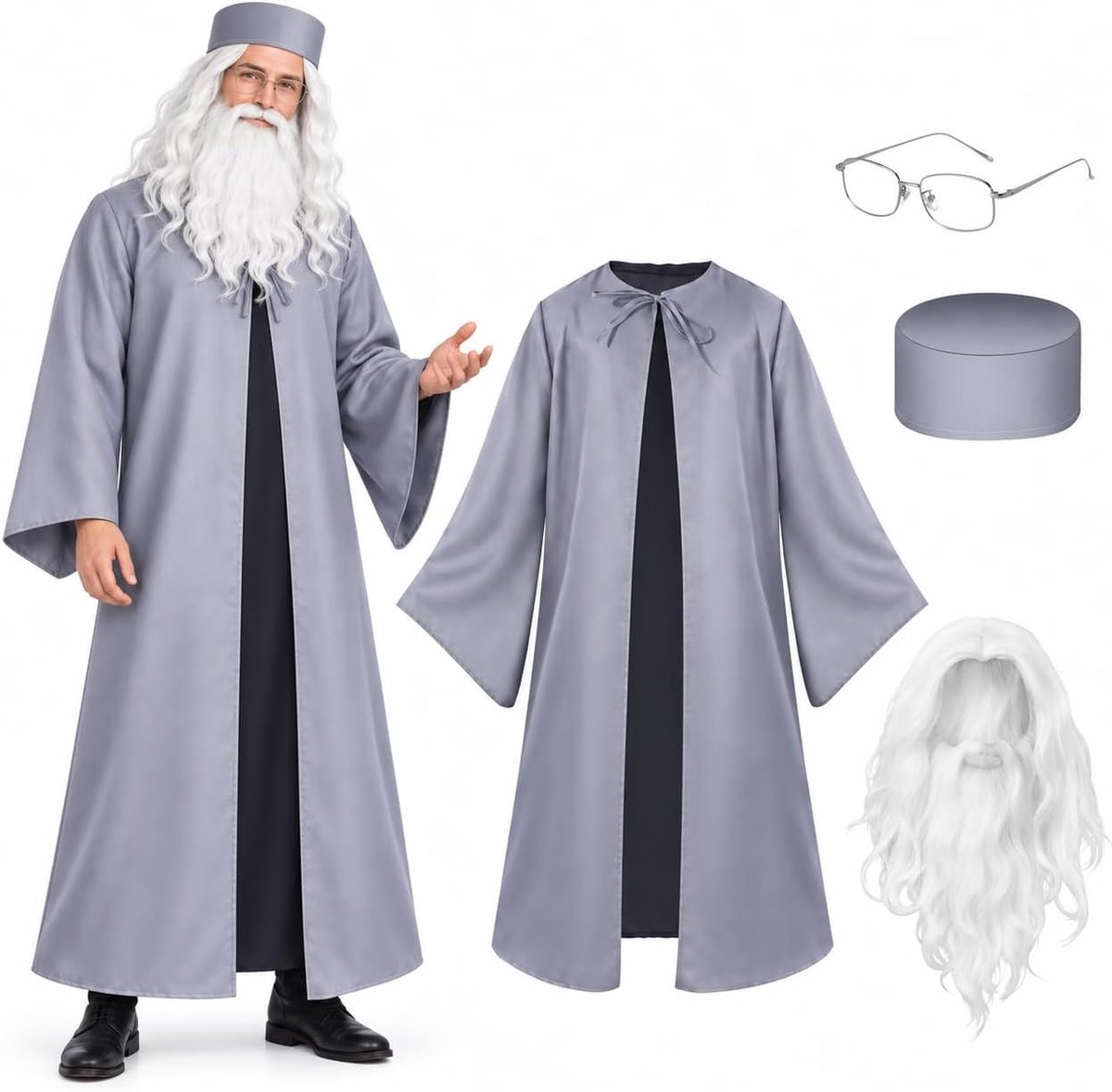 Kostuum tovenaar Volwassen Magische Outfit Wizard Cape Heks Cape Heks Pruiken Hoed Sprookjes Carnavalskostuums Cosplay