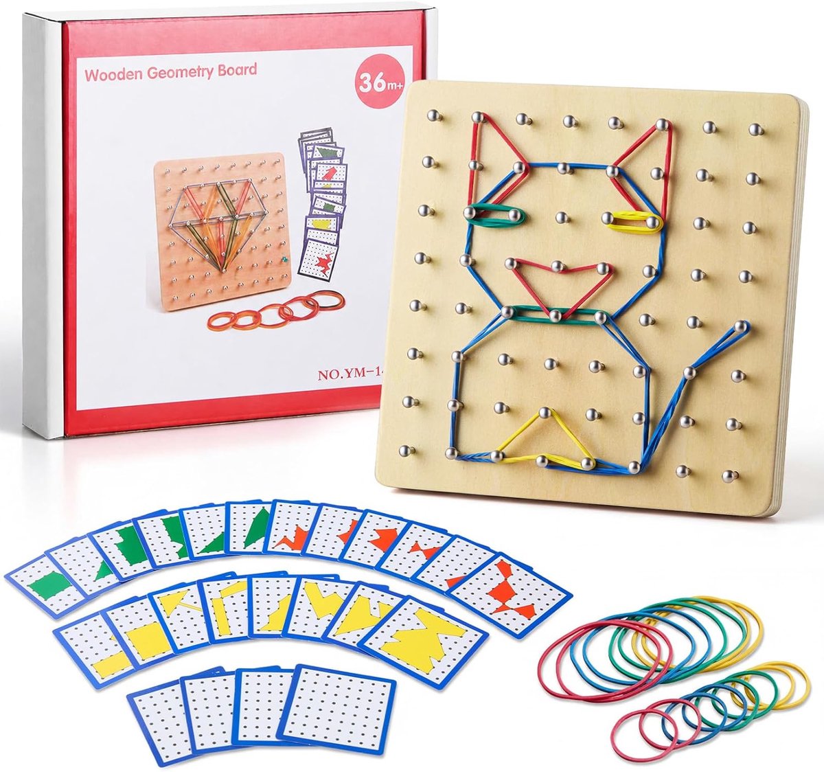 Houten geoboard-set, geometriebord, Montessori houten speelgoed voor kinderen, inspireren de fantasie en creativiteit van het kind