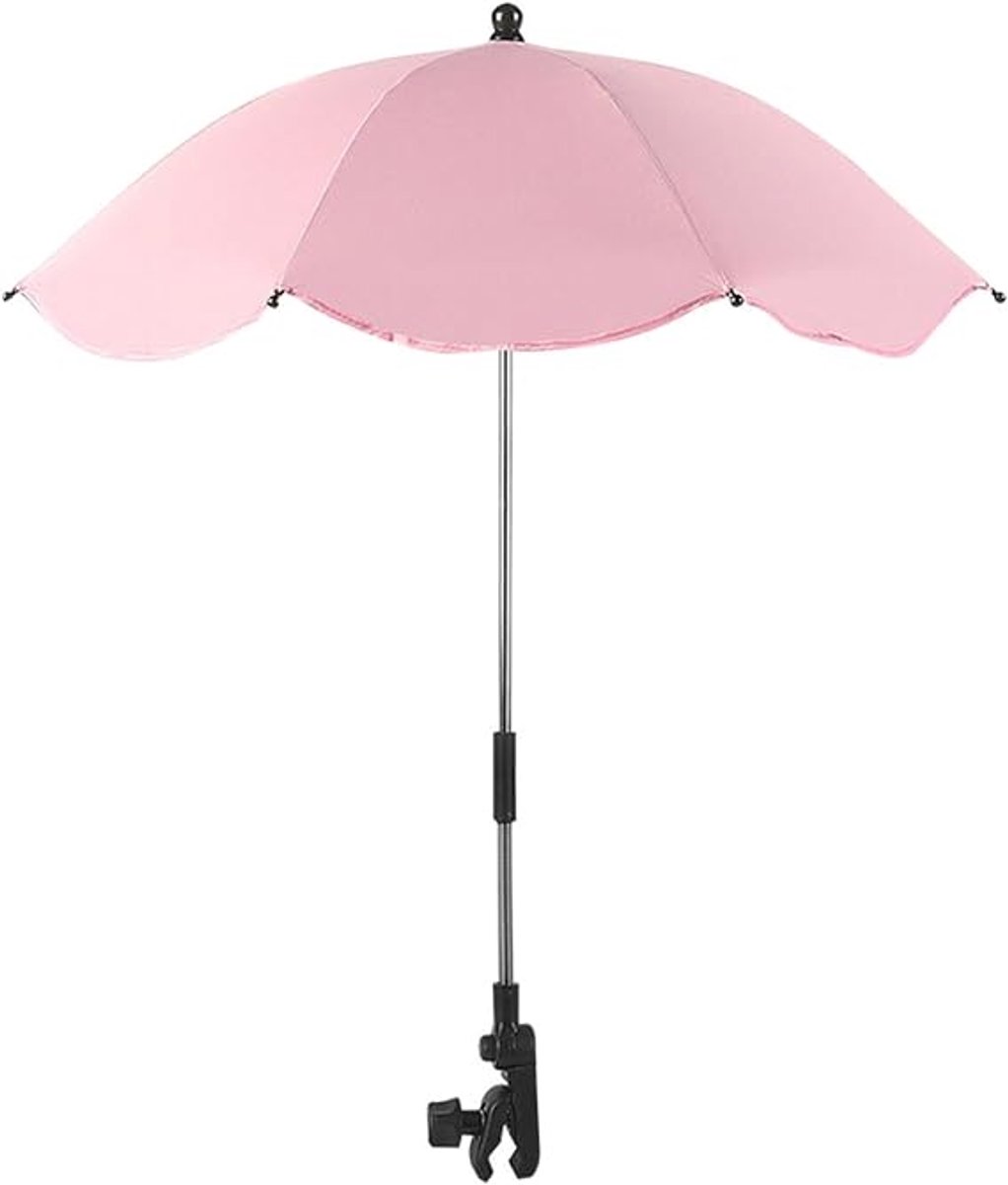 Zonnescherm voor kinderwagen met kliksluiting – 363° UV-bescherming, waterdicht, universeel zonnescherm voor kinderwagen-87*66cm,Roze
