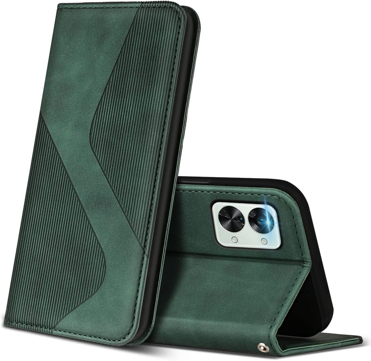 Hoesje voor OnePlus Nord 2T 5G, PU Kunstleer Bookcase Telefoonhoesjes met [Kaartsleuven] [Stand], Flip Case Beschermhoesje voor OnePlus Nord 2T 5G (Groen)