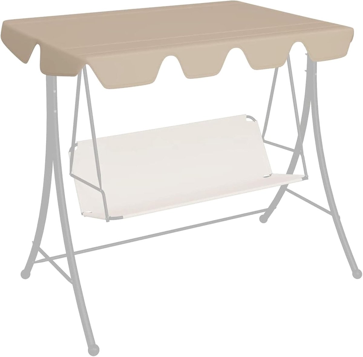 Baldakijn voor schommelbank, beige, 150/130 x 105/70 cm, schommel, zonnedak, tuinschommel voor buiten, 2-zits met dak, P312097