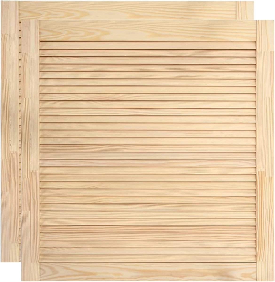 2 stuks lamellendeur, meubeldeur, kastdeur, open lamellen, massief hout, houten deur, meubels, deur, binnendeur, inbouwkast, massief hout, grenen, 61,5 x 59,4 cm