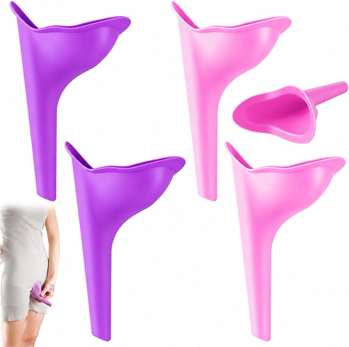 4 Stuks Urinella voor Vrouwen, Staand Plassen Hulp van Silicone, voor Reizen en Kamperen