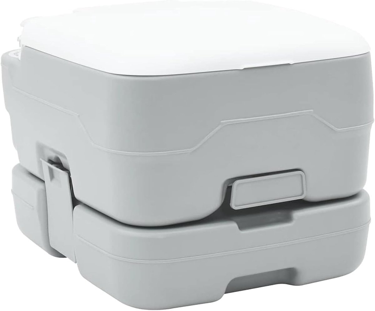 Draagbaar campingtoilet, 10 liter zoetwatertank, 10 l afvalwatertank, grijs, compact, licht, waterdicht voor camping en outdoor-activiteiten, 42001438