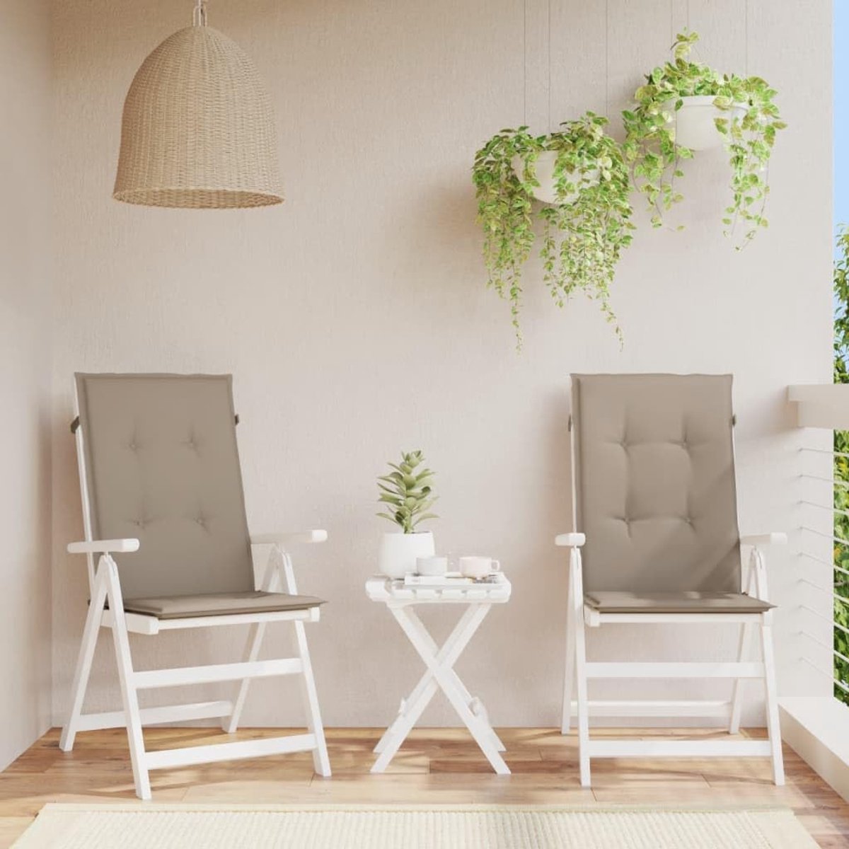 Tuinstoelkussens voor hoge rugleuning, 2 stuks, taupe, 120 x 50 x 3 cm, duurzaam polyester, outdoor-kussen met zachte bekleding en antislip design, voor tuinmeubelen