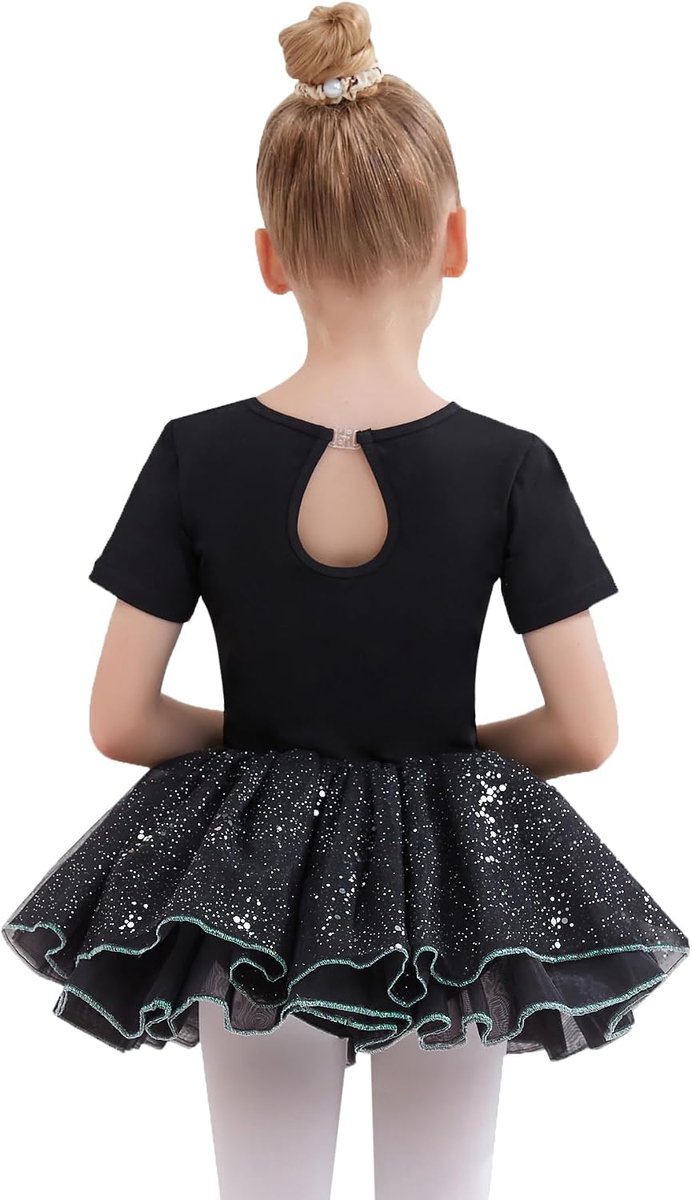 Balletjurk voor meisjes, dans- en gymnastiekpak van katoen met paillettenrok, balletshirt