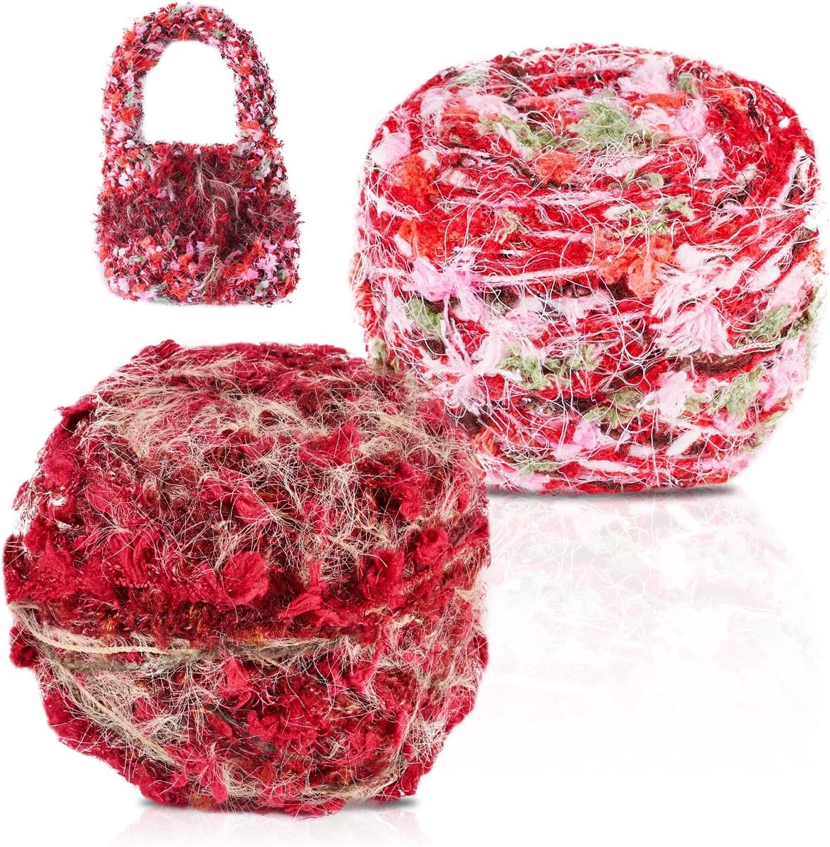 2 Rollen Rose Thema Polyester Fringe Garen Zachte Nieuwigheid Garen Decoratief Garen Voor Haak Breien Project 160 G