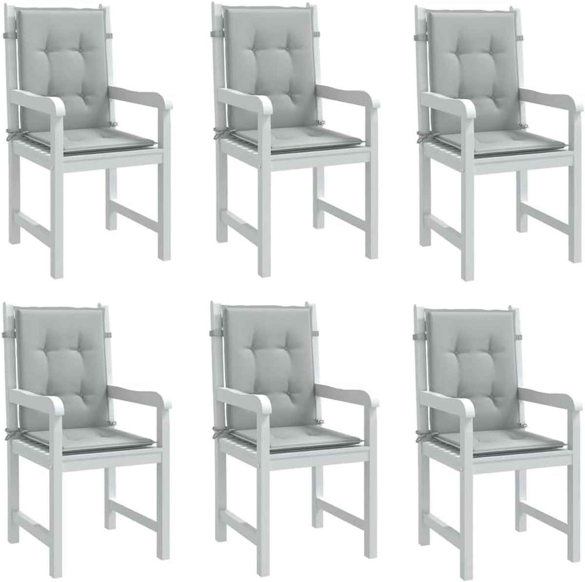 Zitkussens voor lage rugleuning, 6 stuks, melange, lichtgrijs, 100 x 50 x 4 cm, polyester buitenkussen met uv-bescherming en antislip design voor tuinmeubelen en zitplaatsen