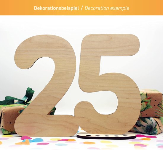 Gastenboek houten decoratief bord nummer 25 - om zelf te beschrijven als cadeau met standaard en verjaardagskaarsenhouder - voor decoratie van 25e verjaardag, 25e verjaardag of bruiloft — afbeelding 2