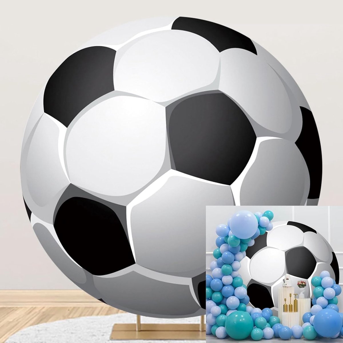 Ronde Fotografie Achtergrond 6.5ft 3D Voetbal Spel Thema Achtergrond Cover Jongen Meisje Verjaardag Baby Shower Party Banner Studio Portret Schieten Rekwisieten