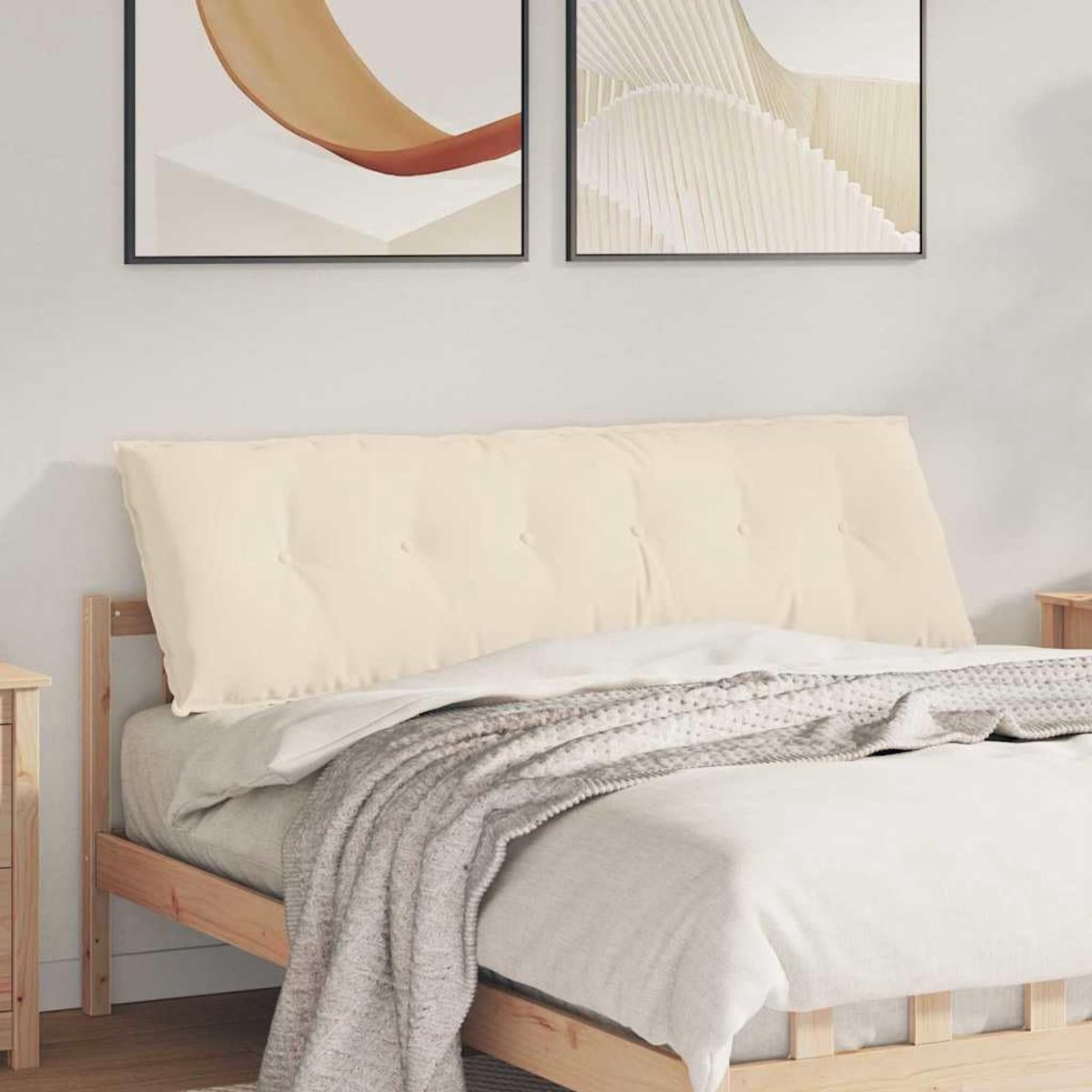 Rugkussen van microvezel met ritssluiting, beige, 160 x 50 cm, met zachte polyestervulling voor comfort en grip in de woonkamer of slaapkamer.