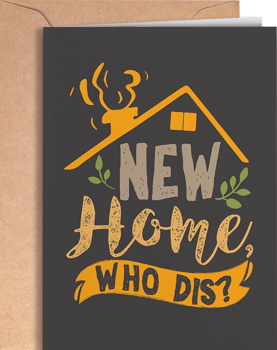 Home, Who Dis? | Grappige en originele kaart met envelop voor housewarming party (perfect voor mannen of vrouwen) | Leuk felicitatieschenk voor een nieuwe huiseigenaar | Uniek cadeau voor zoon, dochter, beste vriend