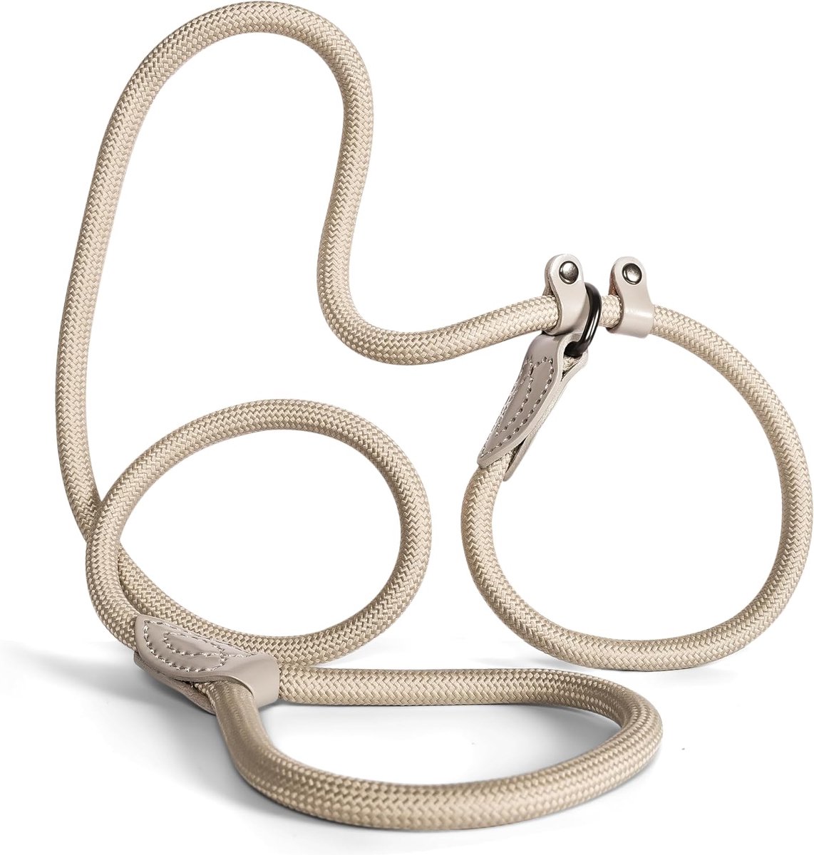 Dailygoods- Retrieverleine 150 cm - Hondenriem voor grote honden - Sliplijn met schokdemper - Trainingslijn - Robuust leer - Tot 15 kg