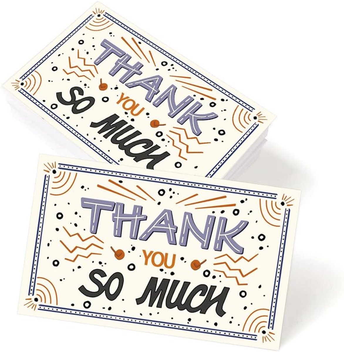 Dailygoods- Bedankkaarten 200 Stuks - Wenskaarten Set - Blanco Kaartjes - Kleine Bedankkaartjes - Unieke Ontwerpen - Duurzaam Papierkarton