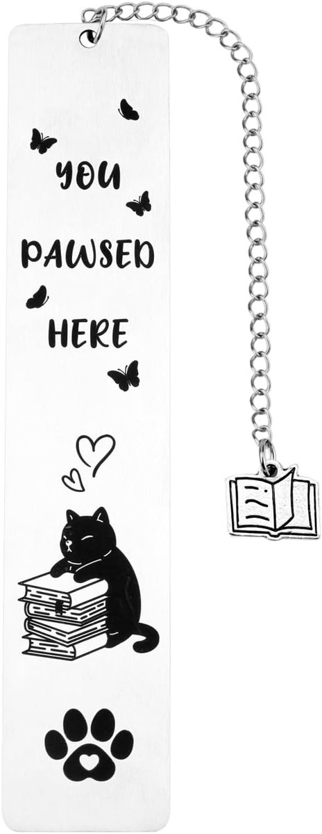 Kittenbladwijzer Roestvrijstalen Bladwijzer Metalen Bladwijzer Kattenboekmarkering Grappige Schattige Bladwijzers met Geschenkdoos voor Lezers Studenten Bibliotheek Souvenir