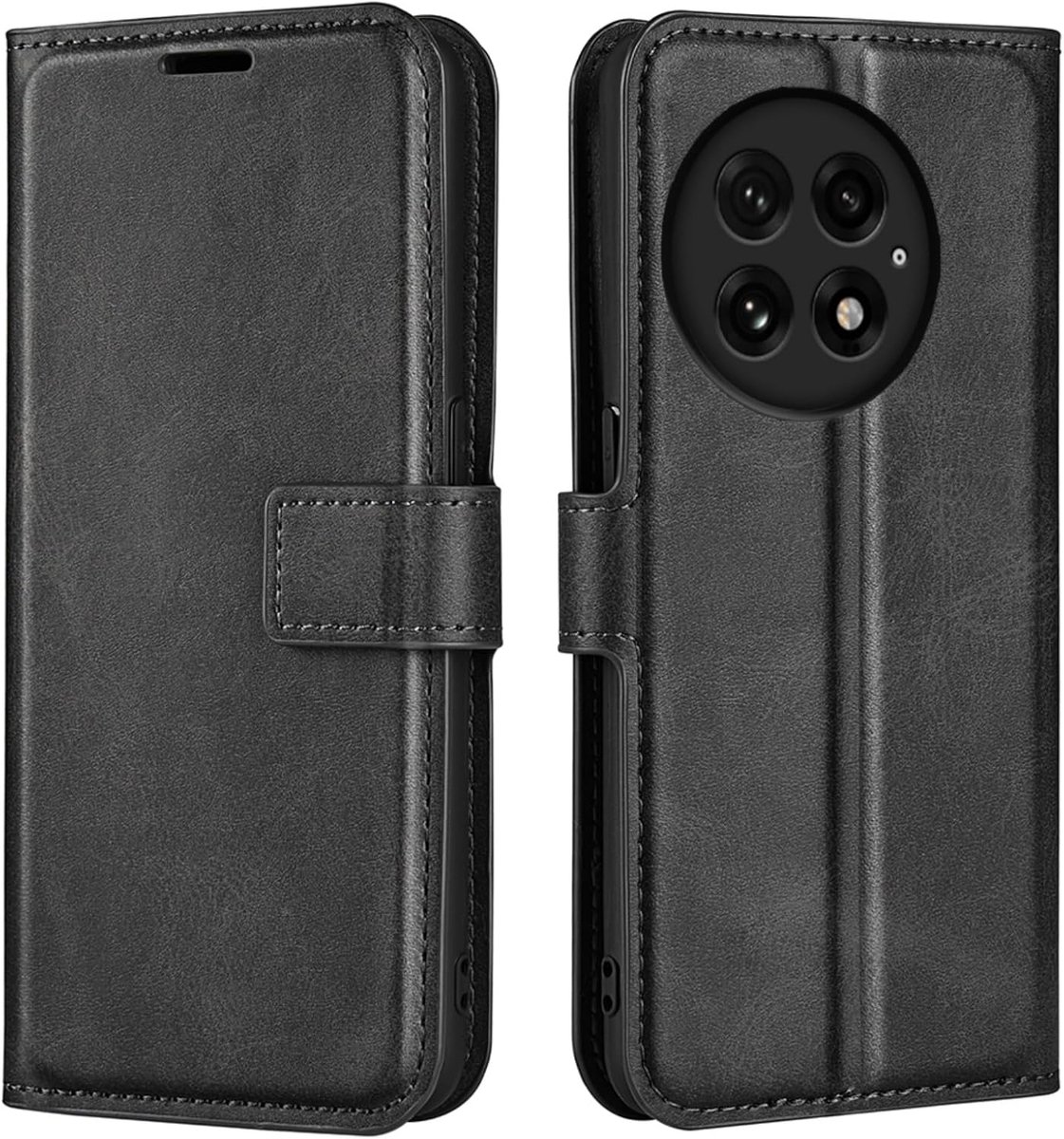 For 13 Oneplus 13 Book Case PU leer Siliconen Magnetisch Hoesje Met Portemonee Beschermend Flip Back Cover For One Plus 13 (Schwarz)