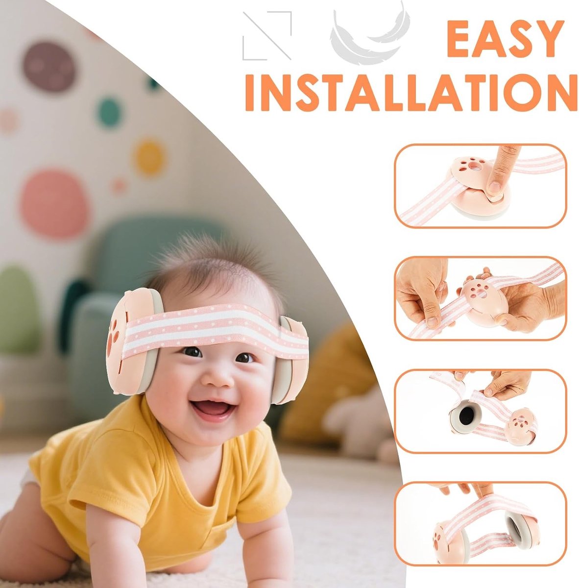Hoorbescherming voor Baby's, 2-in-1 Hoofdtelefoon met Geluiddemping, Verstelbare Hoofdband en Gevoerde Oorkappen voor Kinderen tot 48 Maanden, Ideaal voor Geluidsgevoelige Baby's