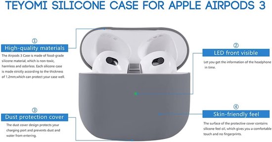 Siliconen Hoesje Compatibel met Airpods 3 met Reinigingsset, Beschermhoesje Compatibel met Apple Airpods 3 met Sportband, Zachte Hoes (Paars) — afbeelding 5