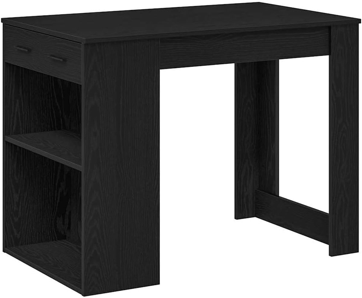Bureau met laden en legplank in zwart eikenlook, van houtmateriaal met glad oppervlak, veelzijdig inzetbaar voor kantoor, woonkamer of eetkamer, onderhoudsvriendelijk